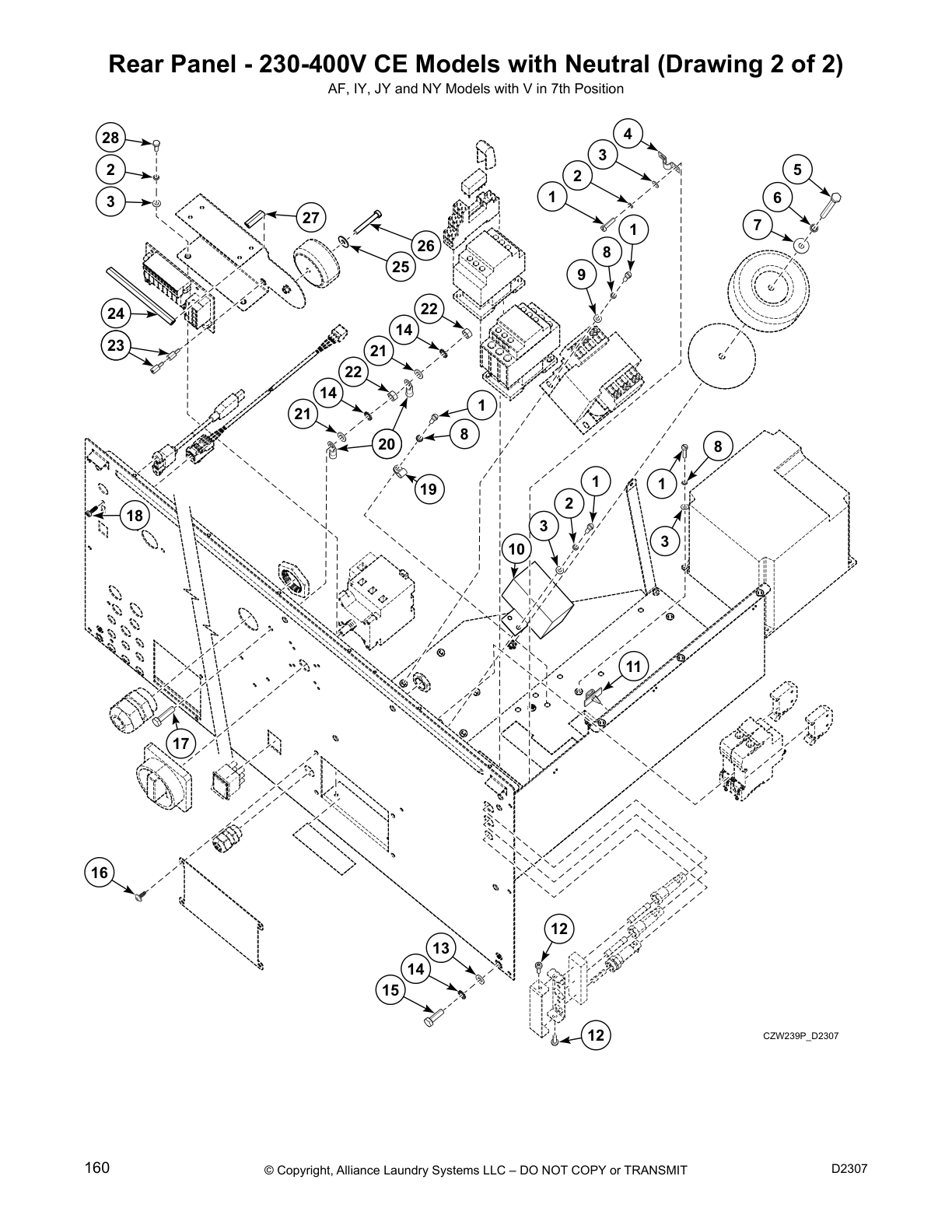 Rear Panel - 230-400V CE Models with Neutral (Drawing 2 of 2)