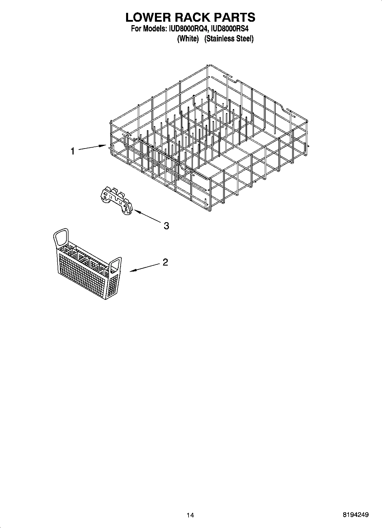 11 - LOWER RACK PARTS, OPTIONAL PARTS (NOT INCLUDED)