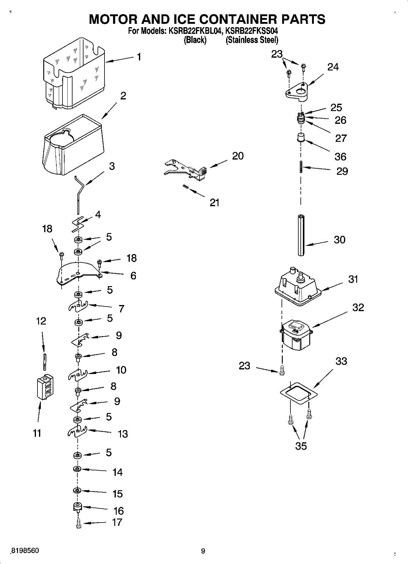 06 - MOTOR AND ICE CONTAINER PARTS