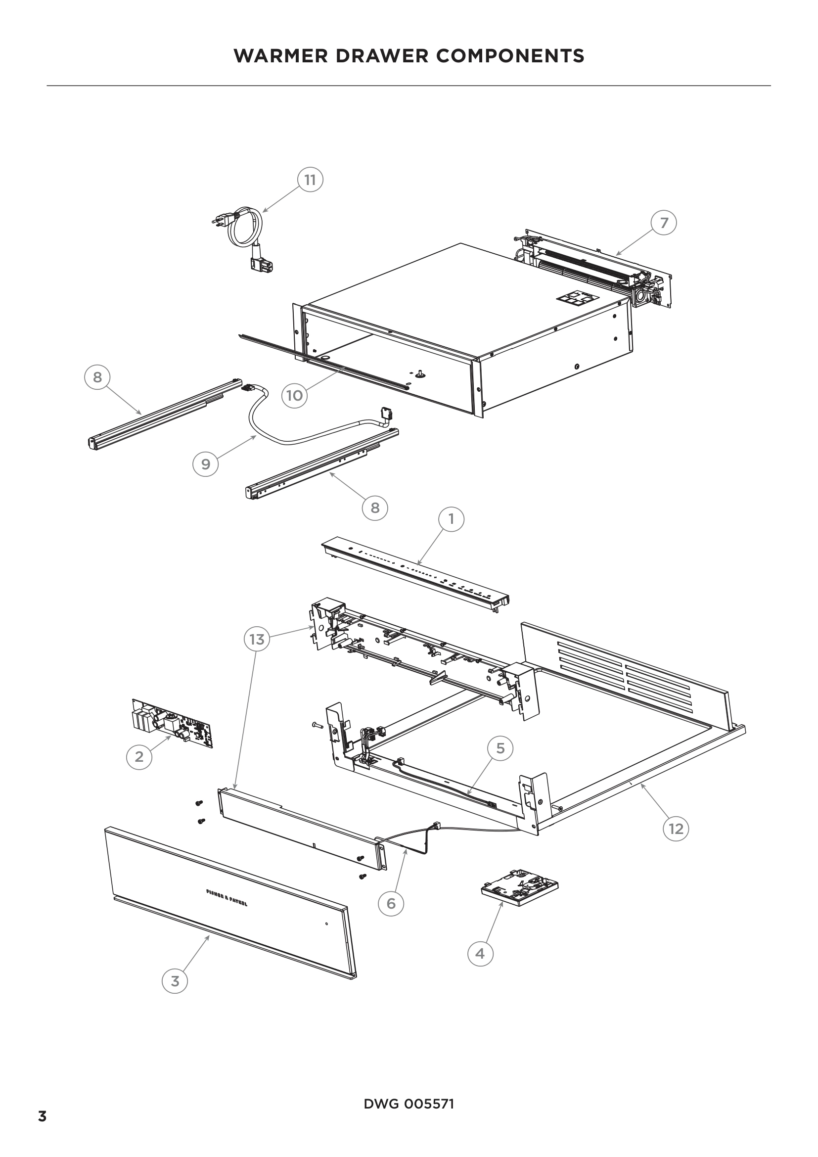 WARMER DRAWER COMPONENTS