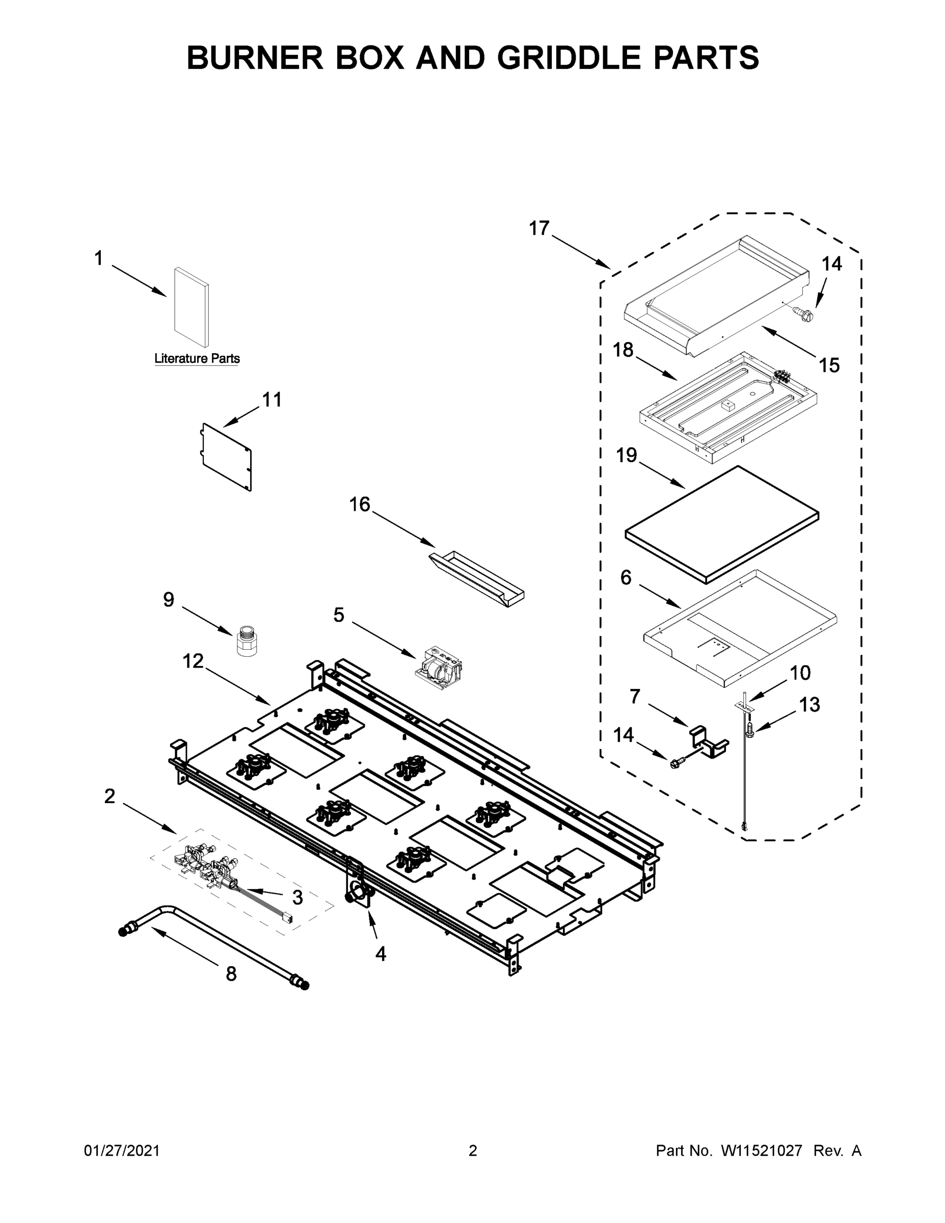 02 - BURNER BOX AND GRIDDLE PARTS