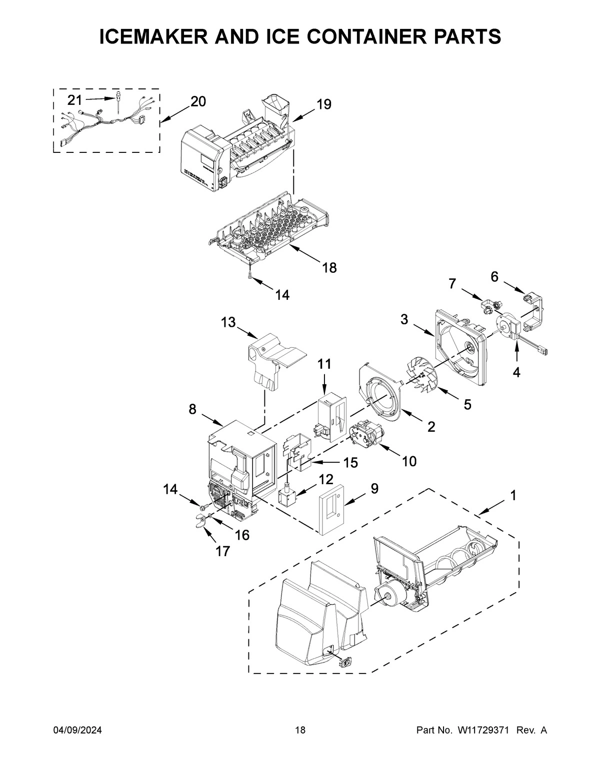 10 - ICEMAKER AND ICE CONTAINER PARTS