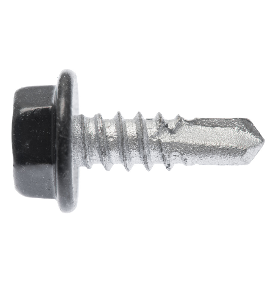 Buildex® Metal TEKS® Screws 10G x 16mm – Ebony – Hex Head no Seal – Climaseal® 4 – 100 Pack