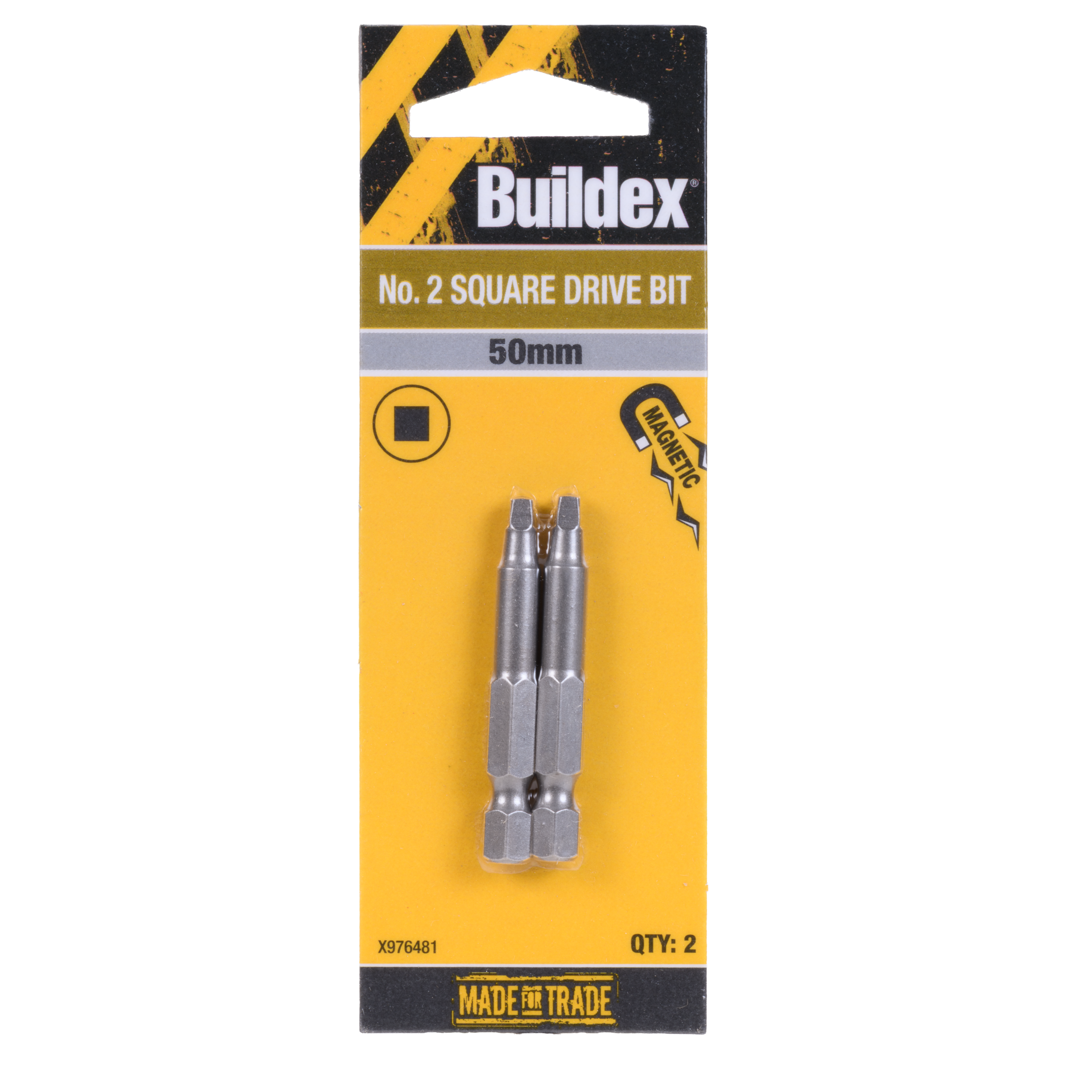 Buildex® No. 2 Square Drive Bit – 50mm – 2 Pack